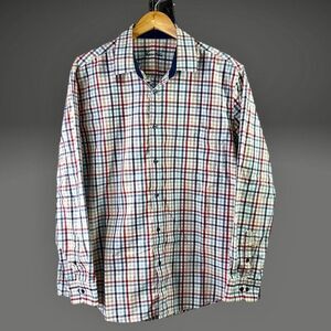 Tasso Elba Mens Long Sleeve Button Up Shirt 100% Cotton XL Multicolor Stripes